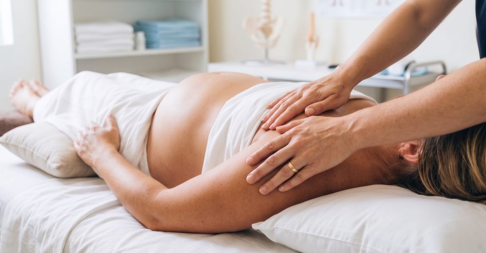 Soin manuel doux pour une femme enceinte
